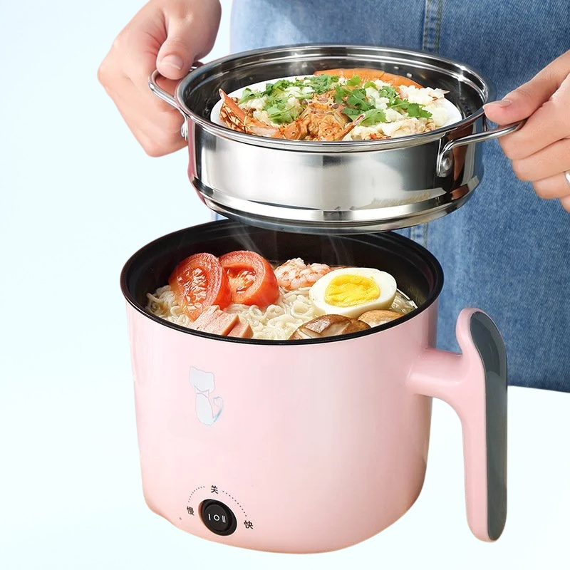 学生用ポット 家庭用 一体型 小型電気コンロ 電気調理鍋 キッチン ノンスティック 蒸し器 ミニ 学生寮 ポット ポータブル