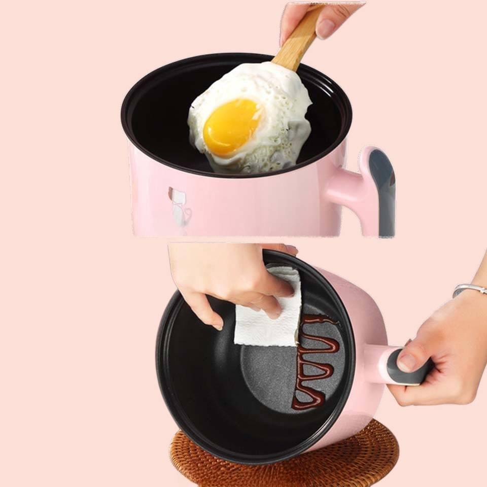 学生用ポット 家庭用 一体型 小型電気コンロ 電気調理鍋 キッチン ノンスティック 蒸し器 ミニ 学生寮 ポット ポータブル