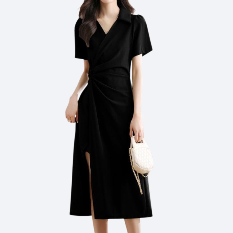 프랑스식 허리를 걷고 배를 가려 날씬해 보이는 원피스