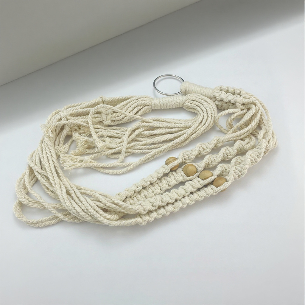 エコ素材を使った手織りフラワーポットハンギングバスケット