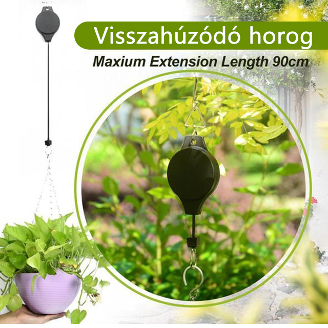 Behúzható emelőhorog virágcserép horog