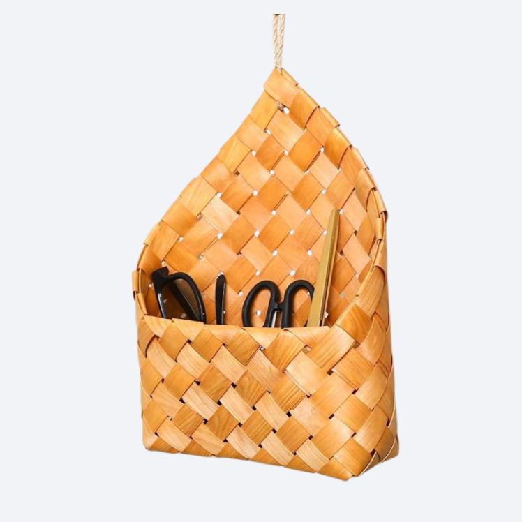 Hand-woven storage basket