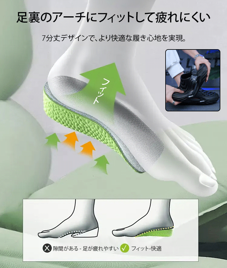 【身長5cmアップ＆アーチサポート】2WAYメンズサンダル