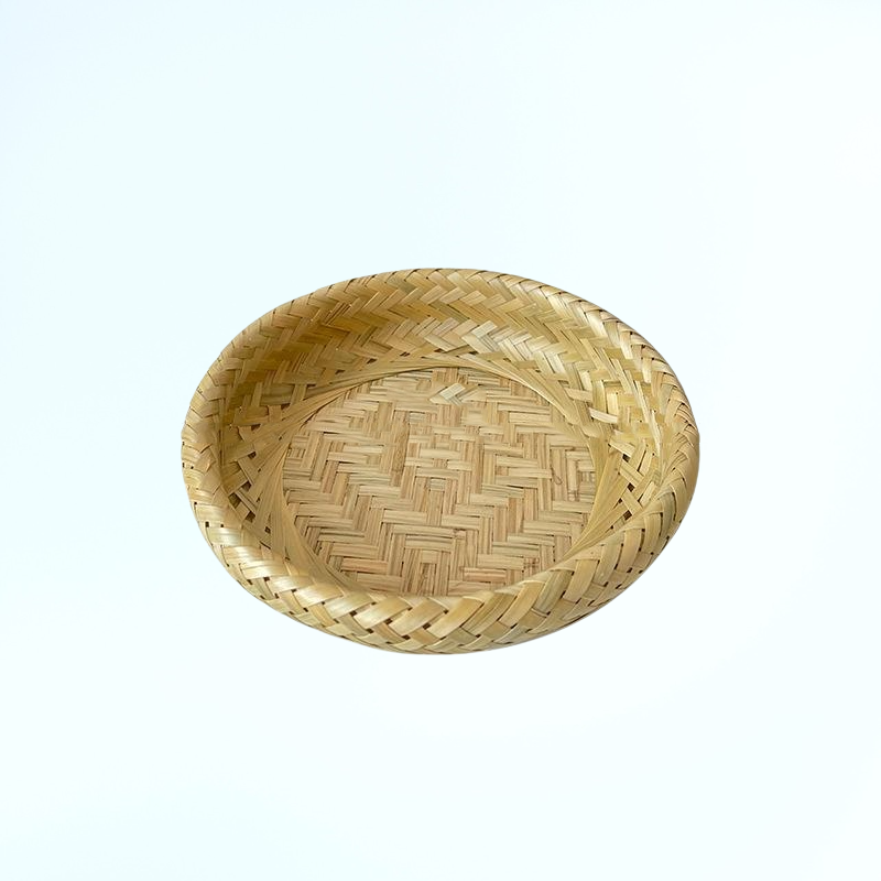 수제 이중 겹 레이저 컷 대나무 바구니