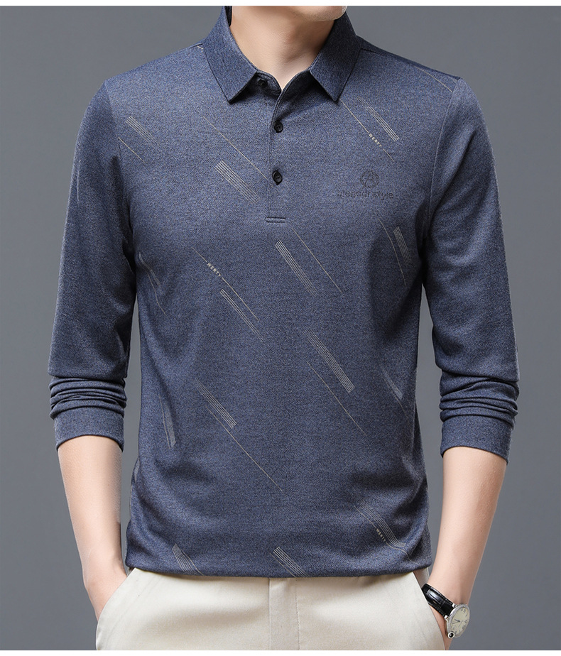 中年男性用長袖ボトムシャツのフロントデザイン