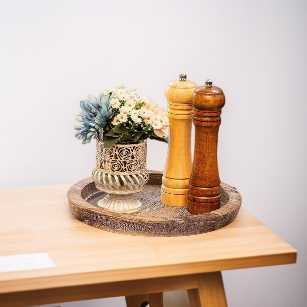 桐木圓形託盤居家餐廚使用