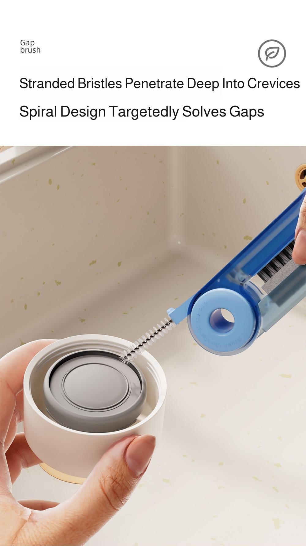 Brush cleaning hard-to-reach areas of an insulated cup