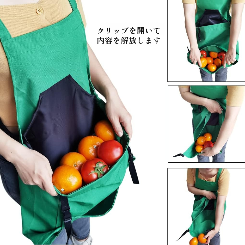 複数のポケット付きエプロンの収納力