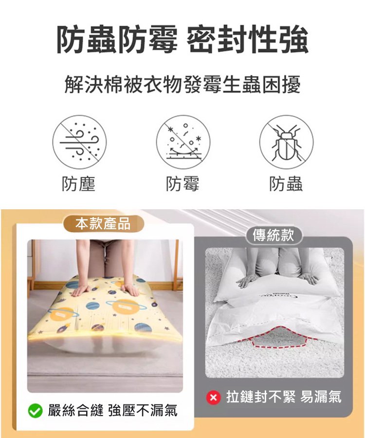 防潮防黴加厚免抽氣3D立體真空壓縮袋