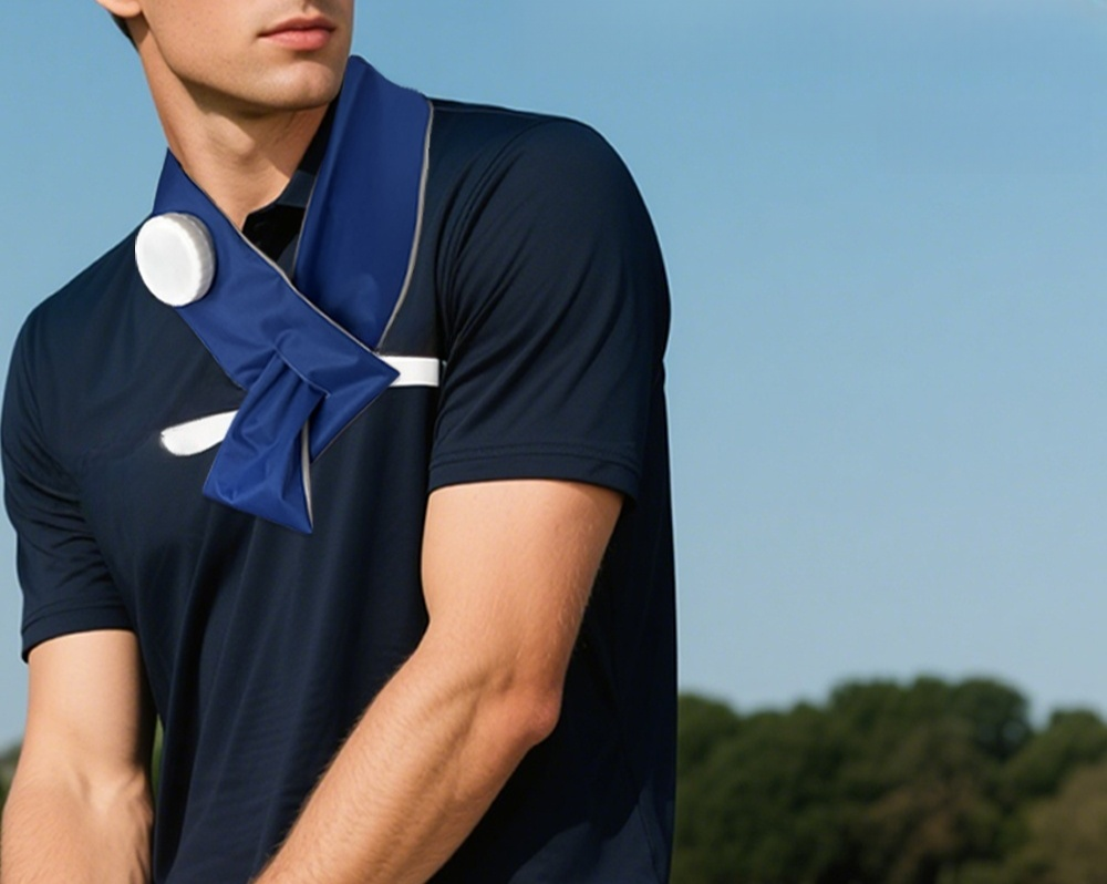 ネッククーラーを首に巻いた使用イメージ