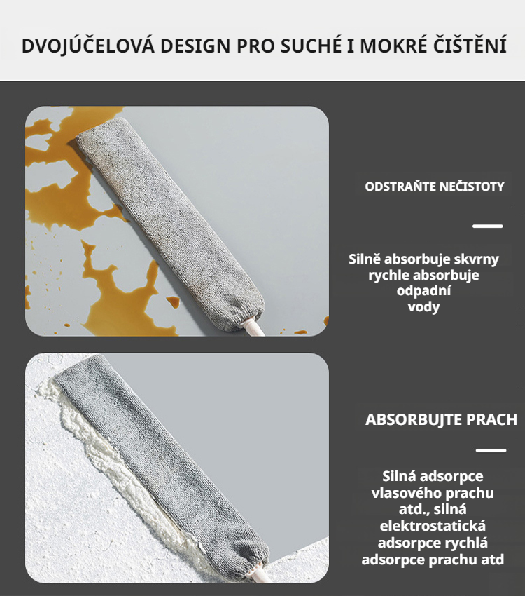 Český: Teleskopický kartáč na čištění pod postelí