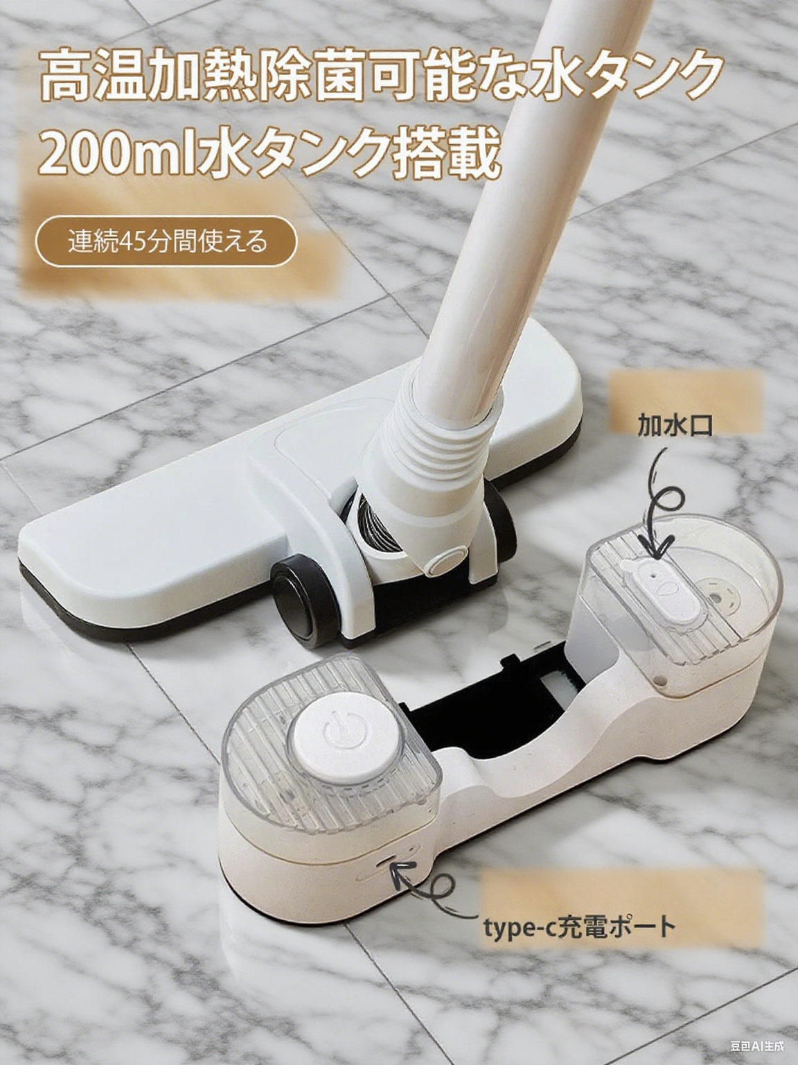 手持式コードレス吸引・拭き一体型掃除機