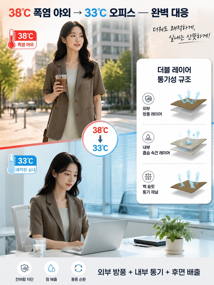 세련된 여성 백슬릿 반소매 블레이저