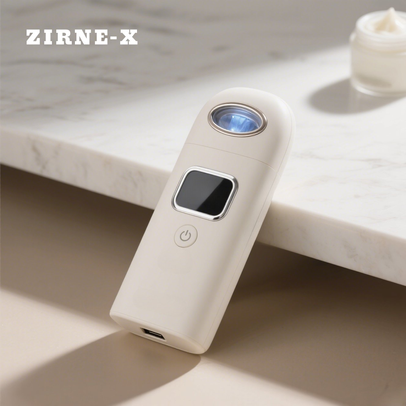 Anwendung des schmerzfreien Haarentfernungsgeräts auf der Haut