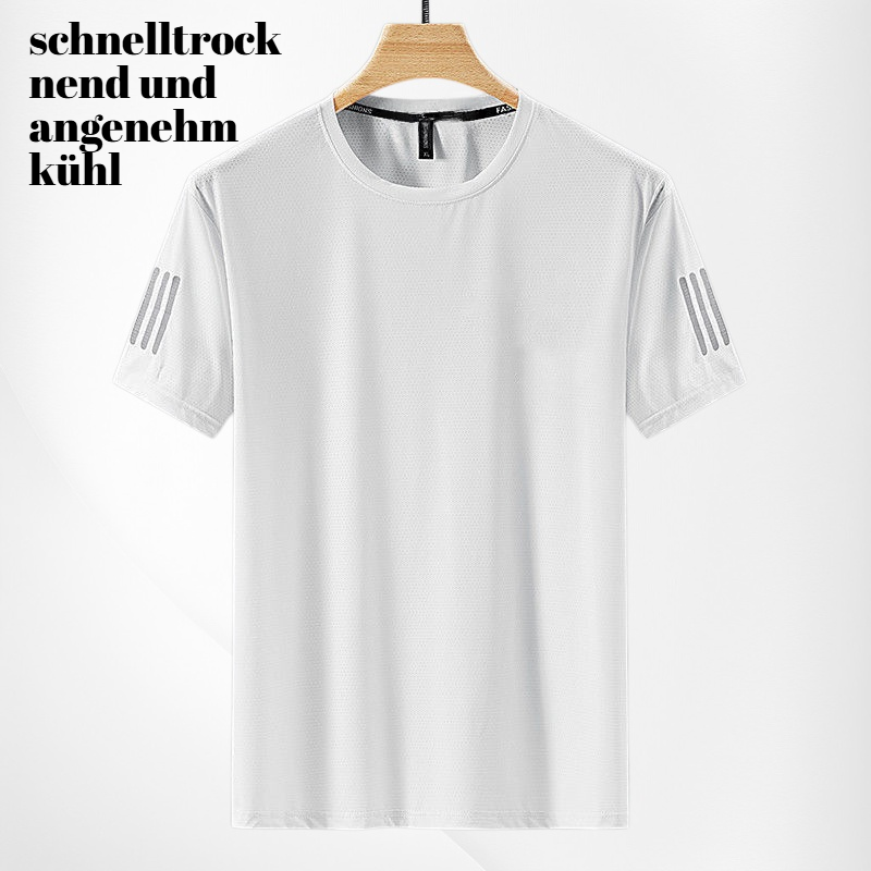 Herren Atmungsaktives Sommer-T-Shirt – Locker, schnelltrocknend, Rundhals, Eisseide, Übergröße