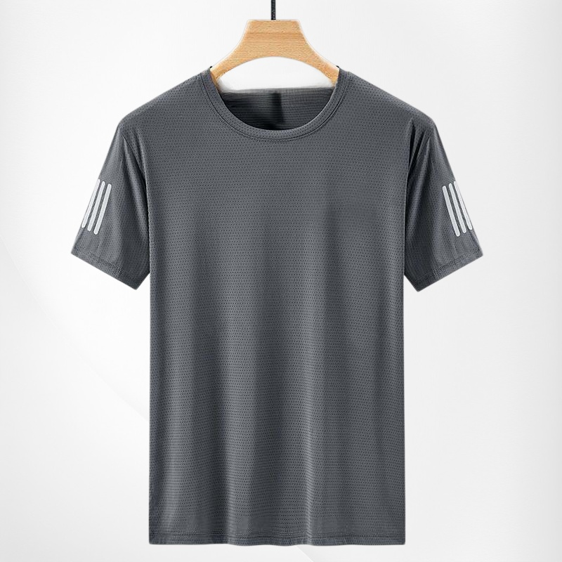 Herren Atmungsaktives Sommer-T-Shirt – Locker, schnelltrocknend, Rundhals, Eisseide, Übergröße