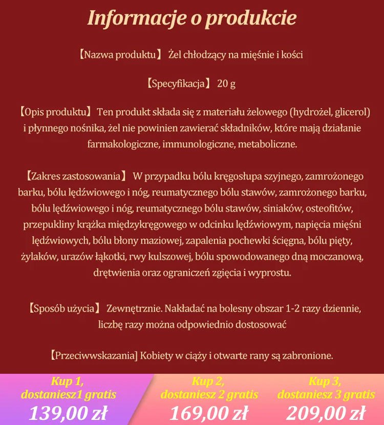 Żel chłodzący na mięśnie i kości