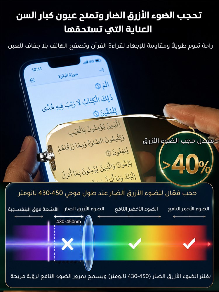 نظارة قراءة فوتوكرومية ومقاومة للضوء الأزرق