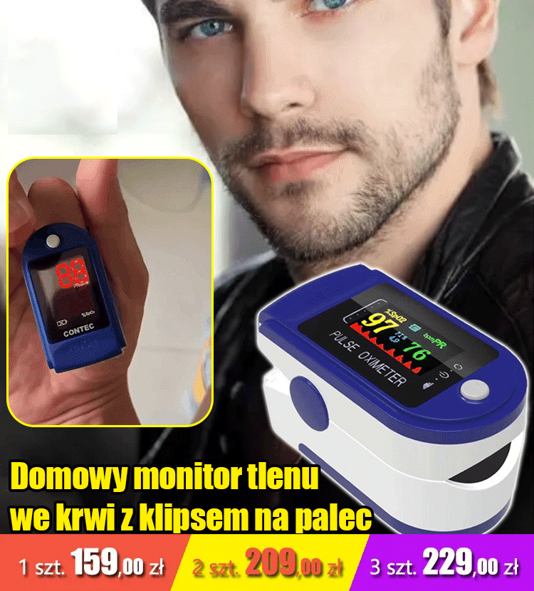 Domowy monitor tlenu we krwi z klipsem na palec
