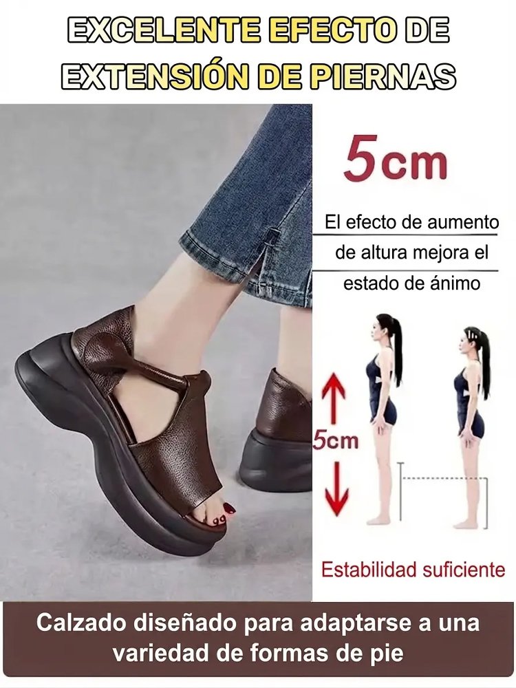 Sandalias de cuña estilo coreano con punta abierta, a la moda