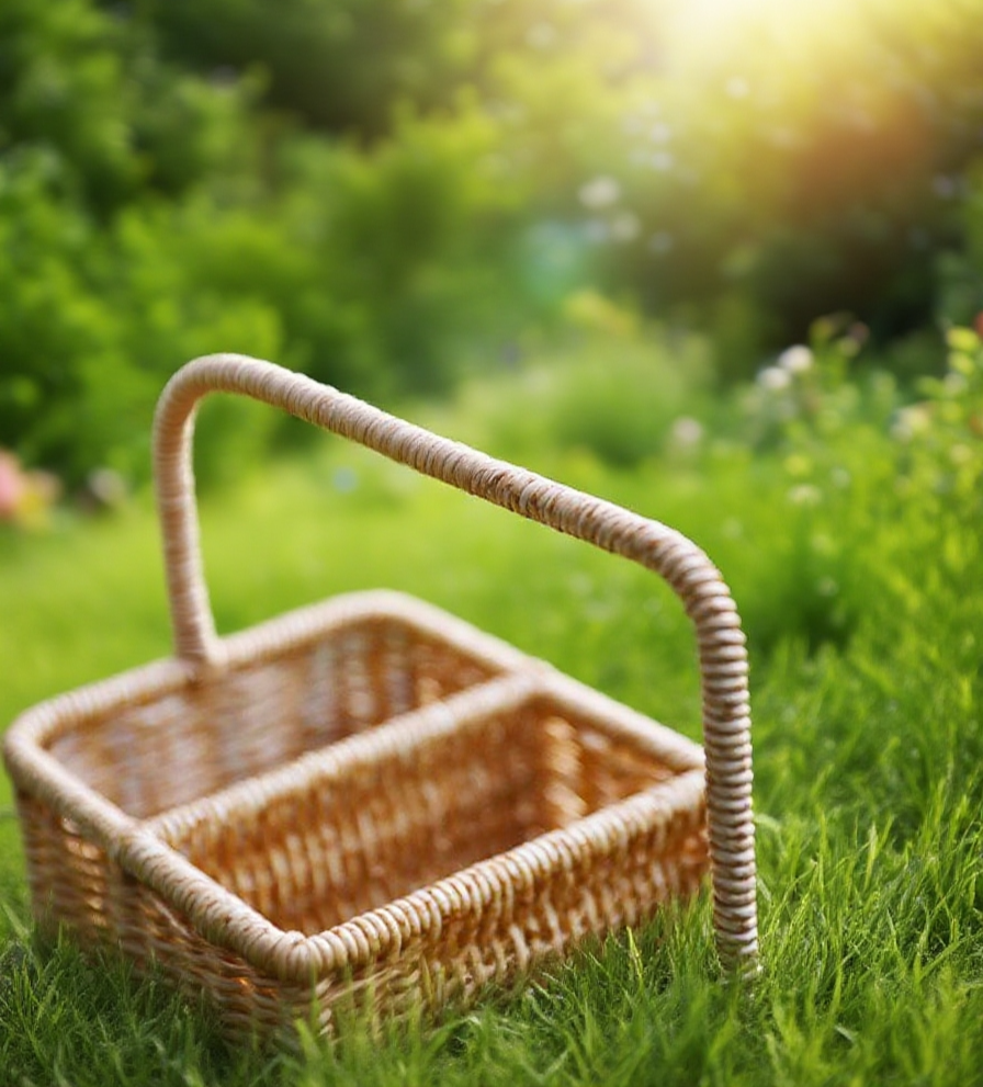 내추럴 등나무 소재의 편제 광주리 디테일