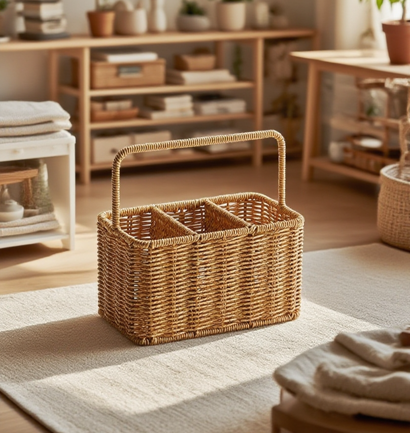다양한 소품 정리에 적합한 다기능 등나무 바구니