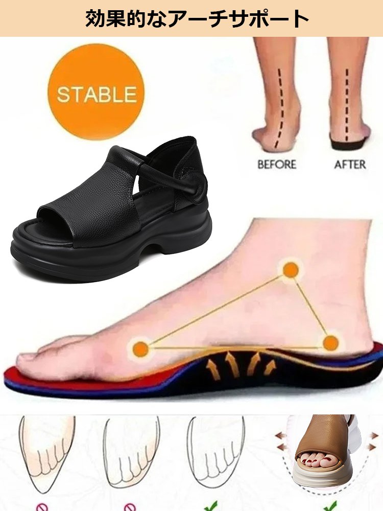 オープントゥウェッジソールサンダル