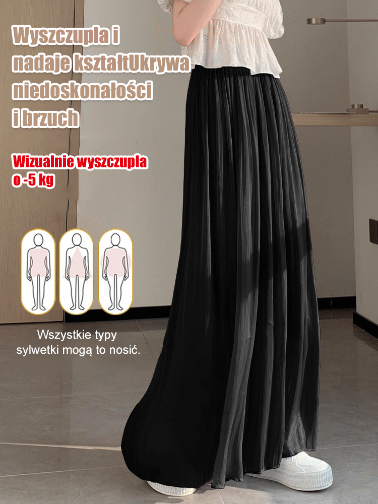 Zwiewne, plisowane kuloty z szerokimi nogawkami 