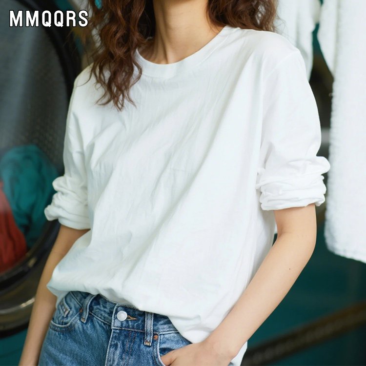 肩丸首コットンの長袖です