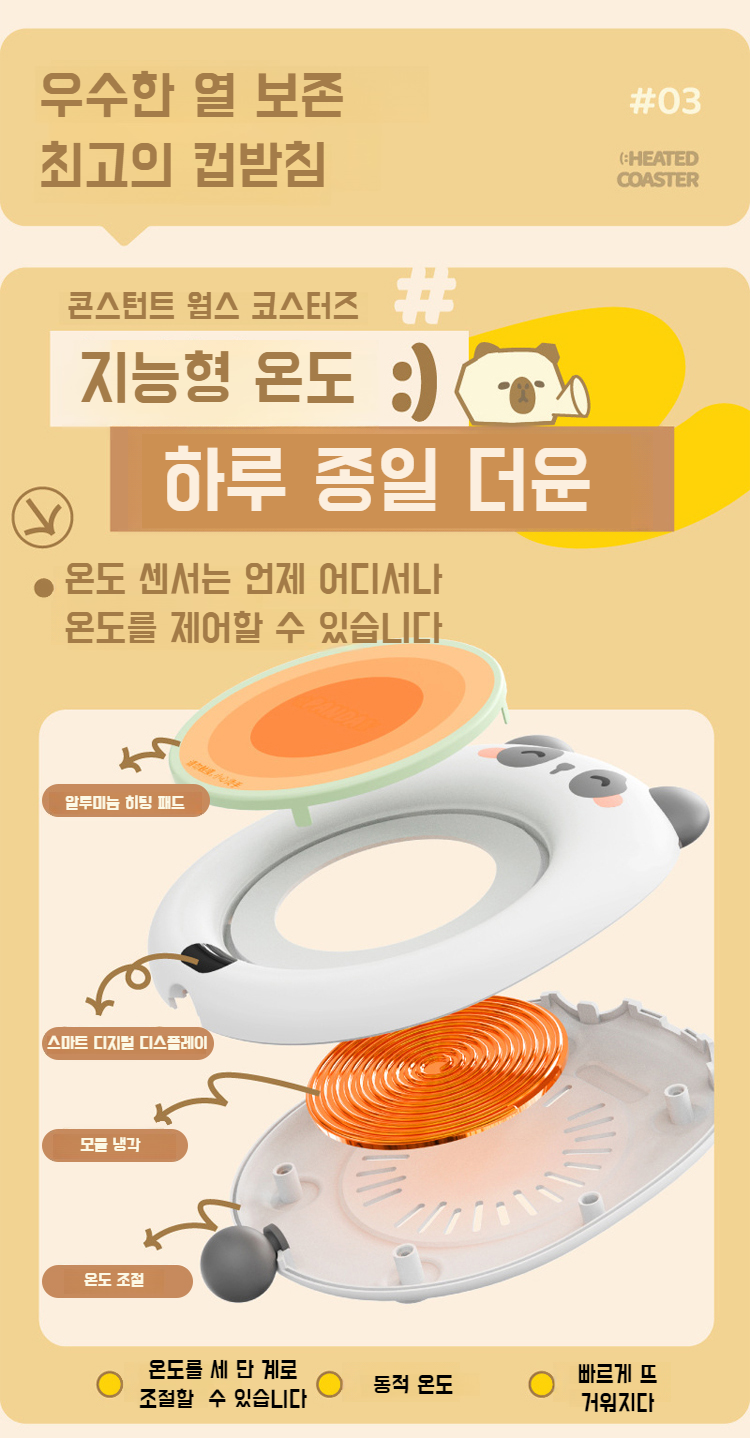 온도 조절 가능한 스마트 컵받침 기능