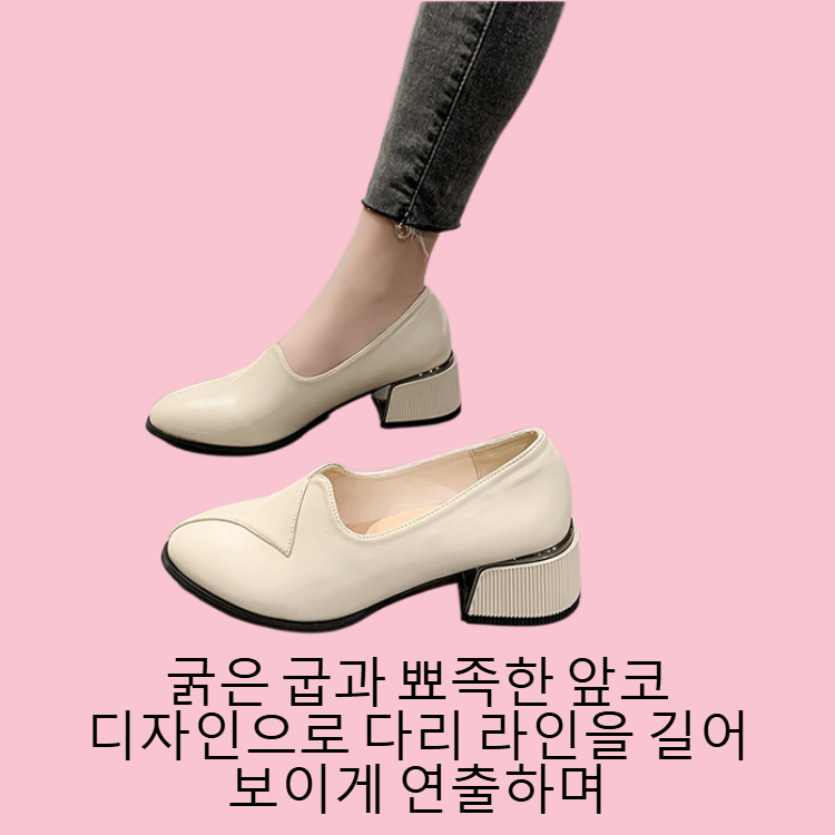 굵은 굽과 뾰족한 기질의 작은 구두