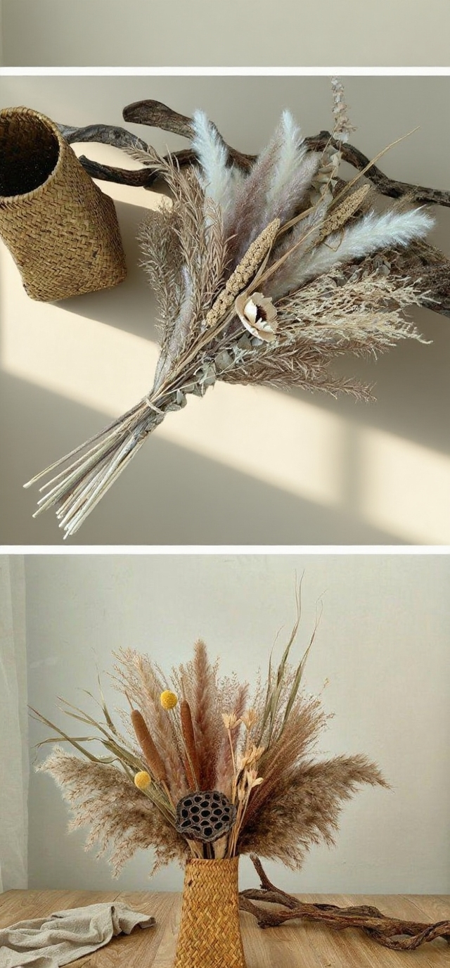 Přírodní rákos v minimalistickém aranžmá