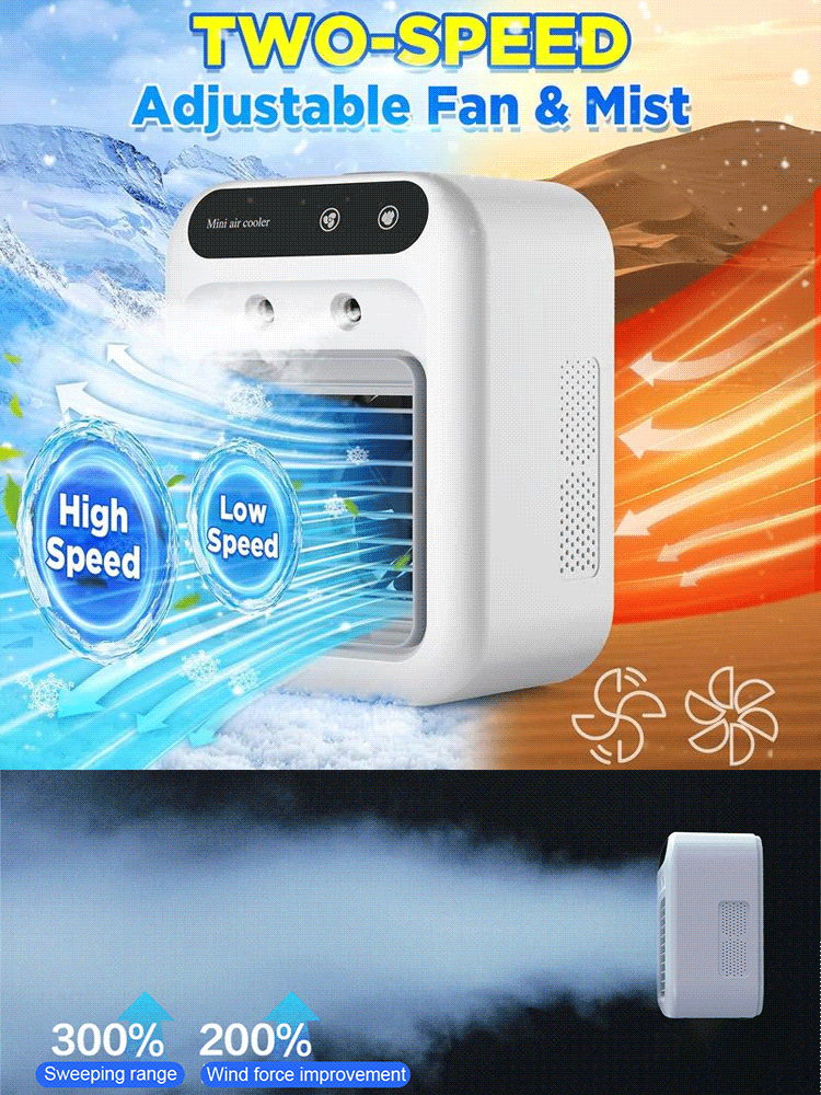 Portable air cooler with silent humidification
