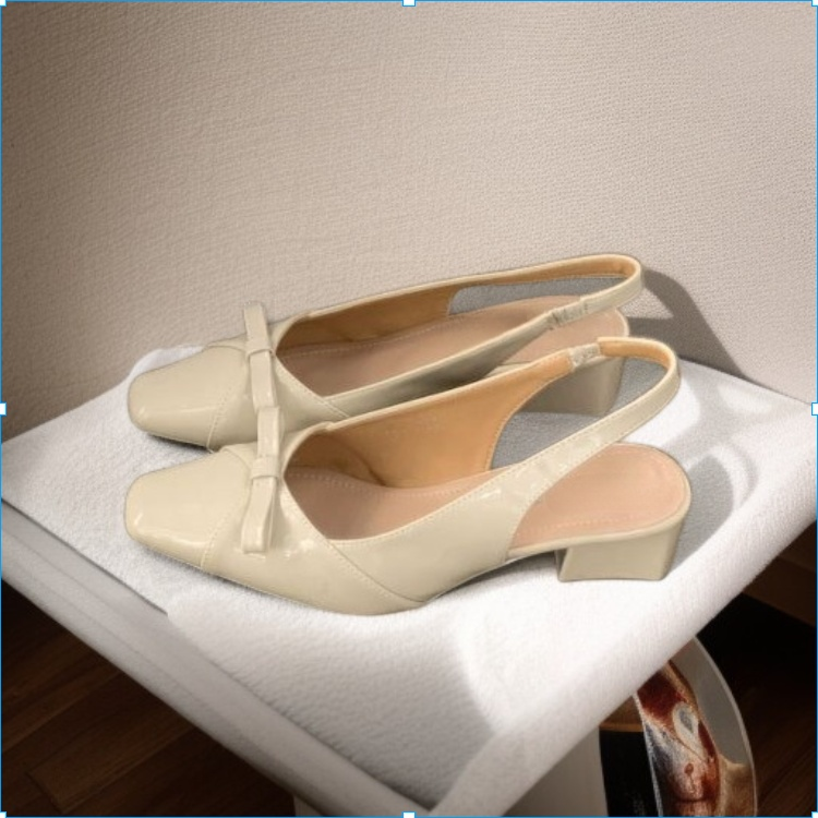 صنادل بكعب سميك مزينة بفيونكة، أحذية فردية، أحذية فردية ذات مزاج لطيف