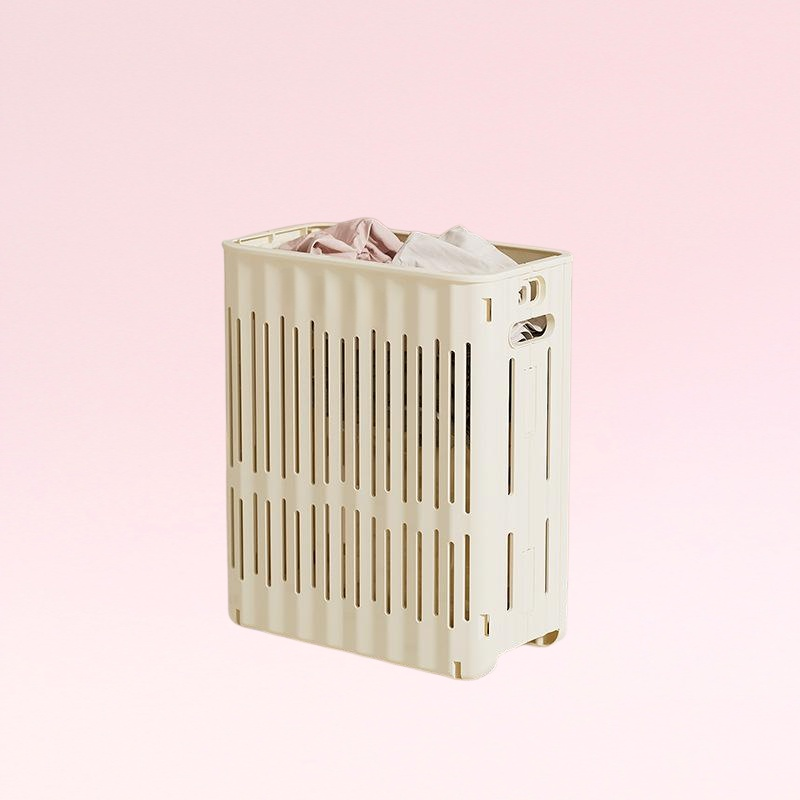 ตะกร้าผ้าสกปรกพับได้ ตะกร้าเก็บเสื้อผ้าแบบมีล้อ