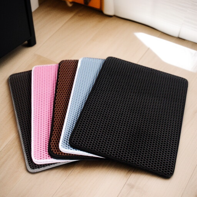 猫トイレマット 猫砂マット 猫砂取りマット 飛び散り防止 90x60CM 複数サイズ・色 猫マットトイレ 二重構造 マッサージ式 洗える・掃除簡単 EVA滑り止めマット 防水防カビ 臭さ防止 折り畳み