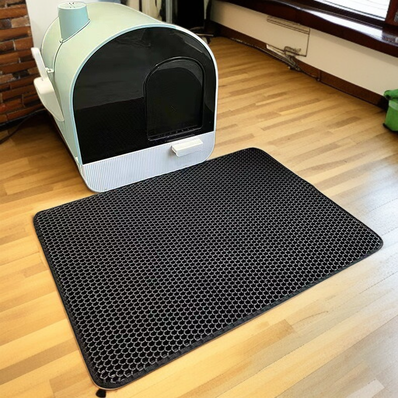 猫トイレマット 猫砂マット 猫砂取りマット 飛び散り防止 90x60CM 複数サイズ・色 猫マットトイレ 二重構造 マッサージ式 洗える・掃除簡単 EVA滑り止めマット 防水防カビ 臭さ防止 折り畳み