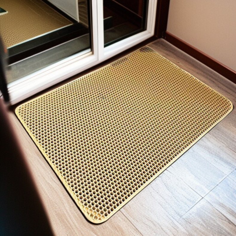 猫トイレマット 猫砂マット 猫砂取りマット 飛び散り防止 90x60CM 複数サイズ・色 猫マットトイレ 二重構造 マッサージ式 洗える・掃除簡単 EVA滑り止めマット 防水防カビ 臭さ防止 折り畳み