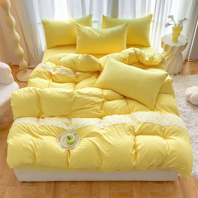 A류 워싱 면 이중사 주름 면 레이스 레이스 4종 세트