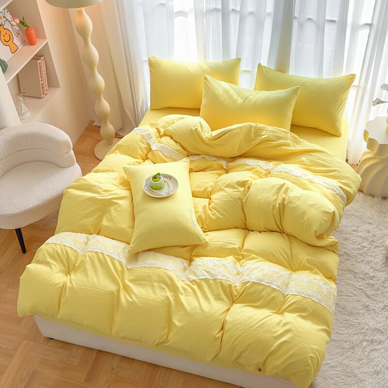 A류 워싱 면 이중사 주름 면 레이스 레이스 4종 세트