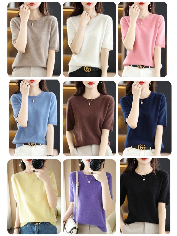 7부 소매 캐시미어 니트