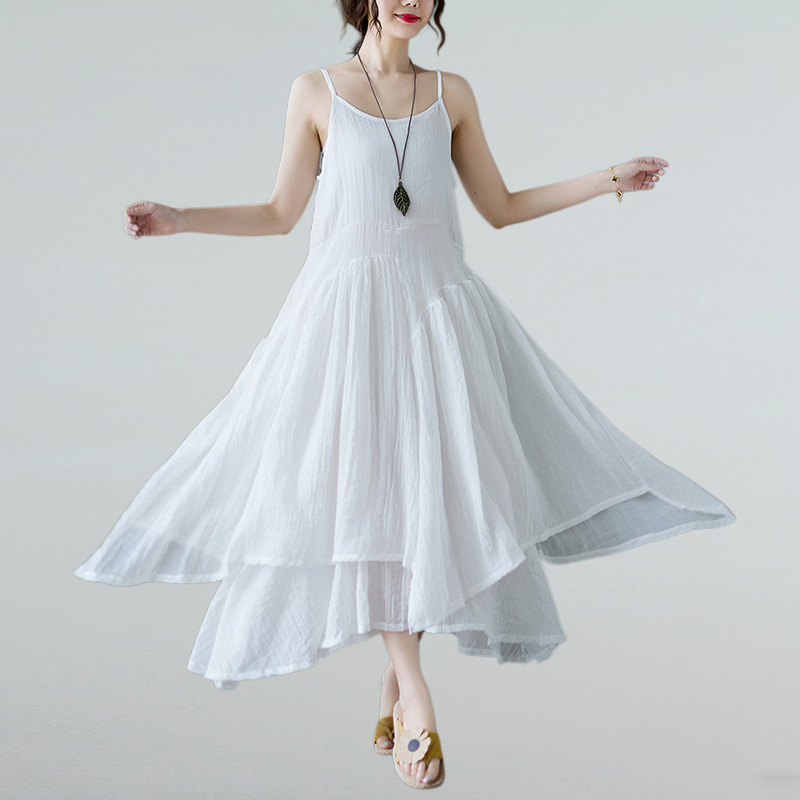 봄 여름 불규칙 오버 스커트 스트랩 스커트