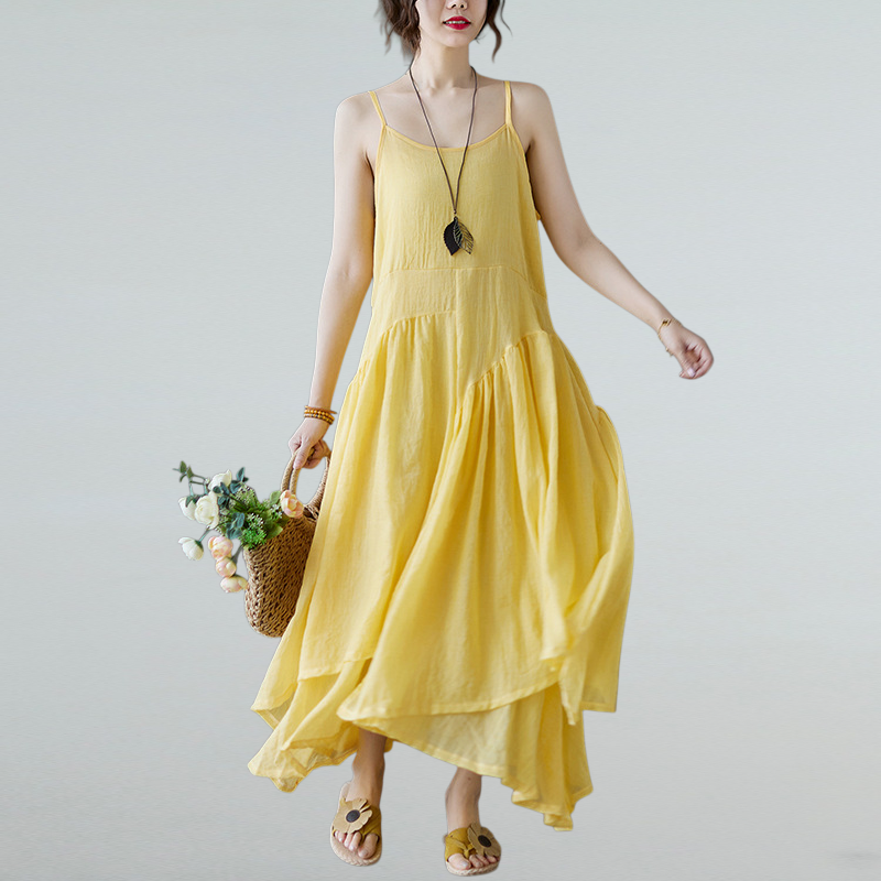 봄 여름 불규칙 오버 스커트 스트랩 스커트