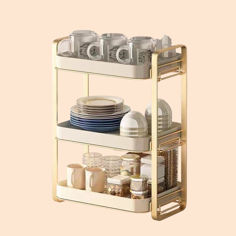 Desktop organizer glass cup tray tea set storage box