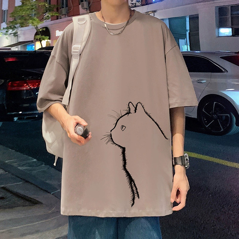 Kočka tisk pár trendy krátký rukáv tričko