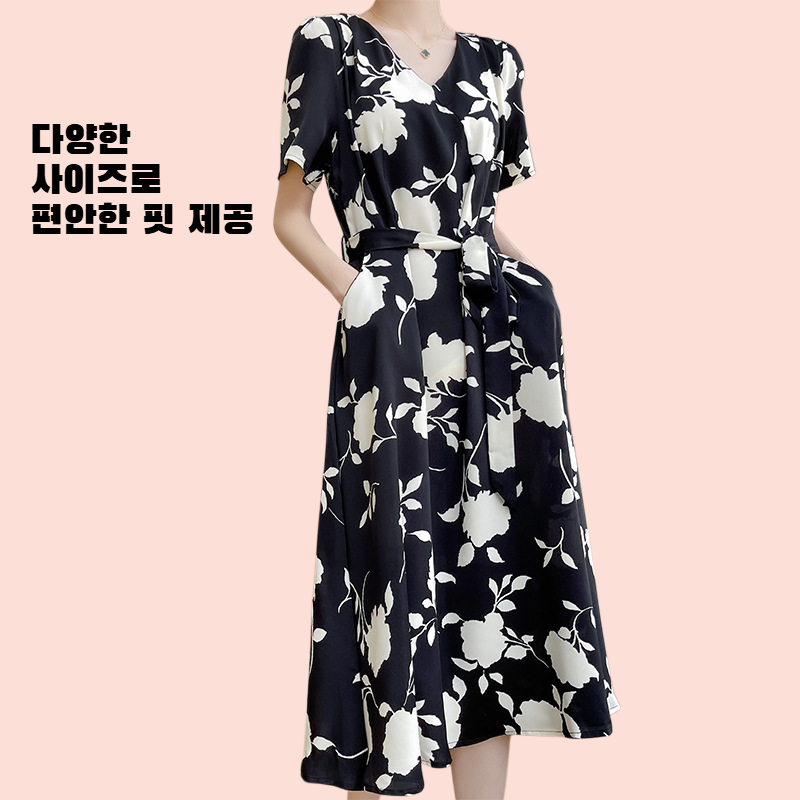 여름 신상 패턴 반팔 드레스