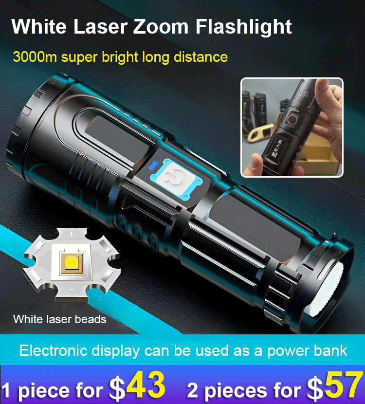 White Laser Telescopic Zoom Flashlight