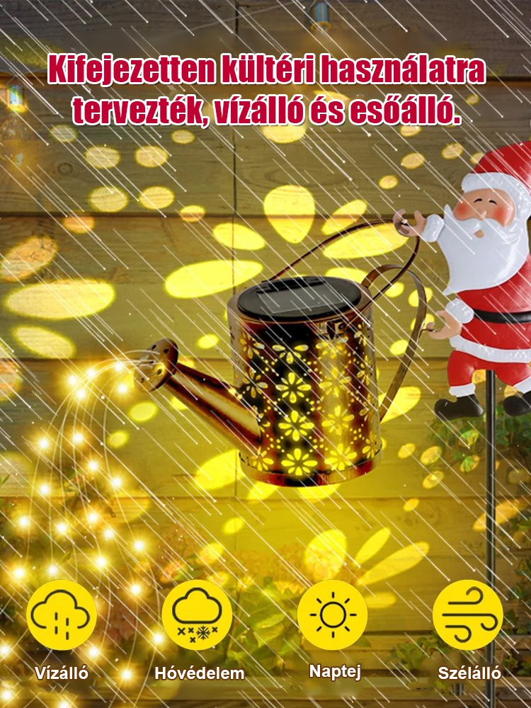 Napelemes Mikulás lámpa – Vízálló LED dekoráció kertbe, udvarra (0 villanyszámla!)