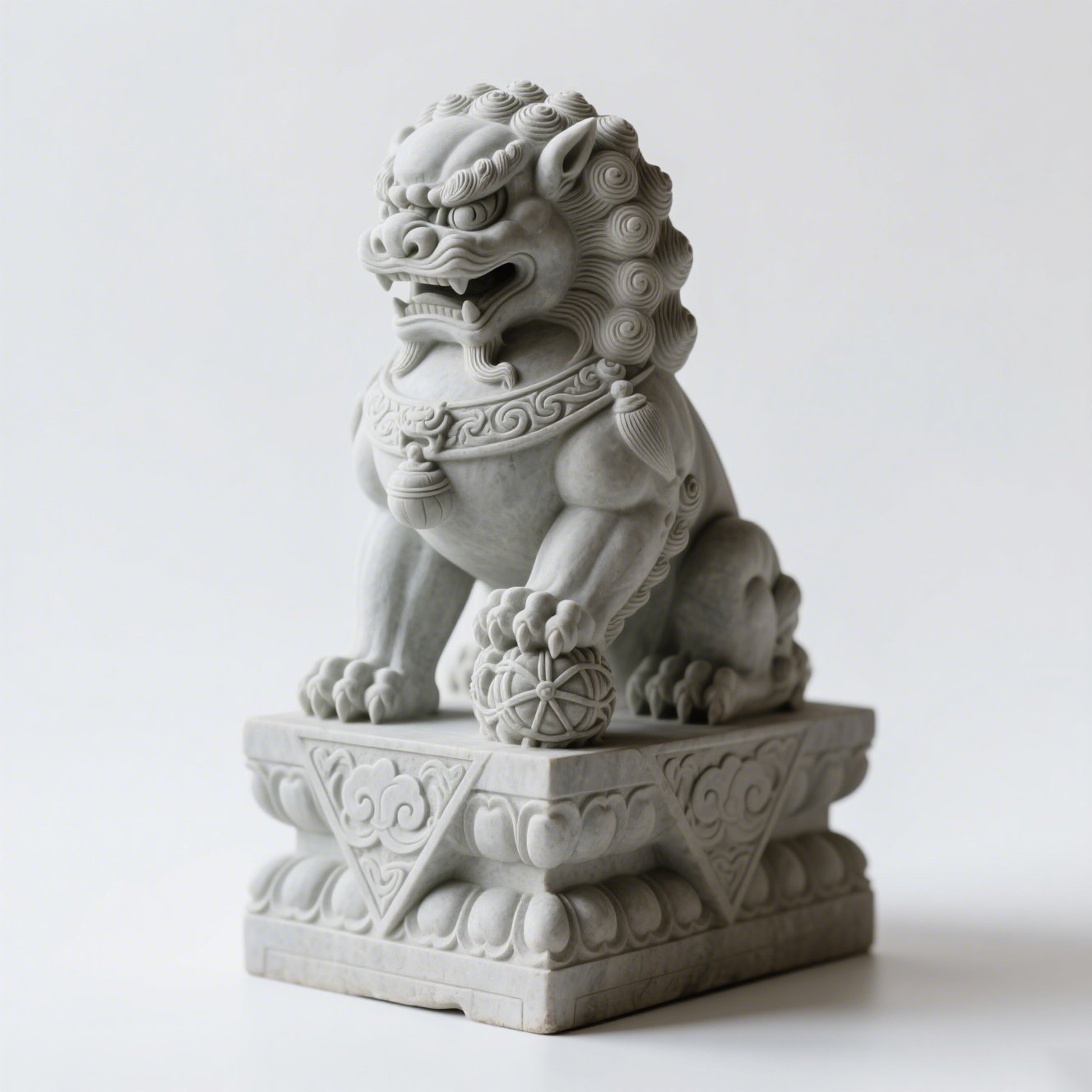 Sada čtyř dřevěných lvů jako interiérová dekorace