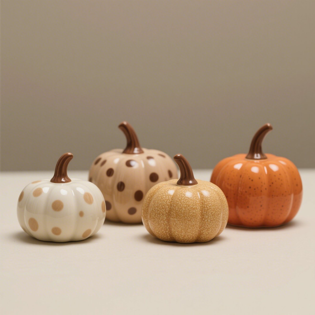 Sada čtyř keramických dýní na podzimní dekoraci